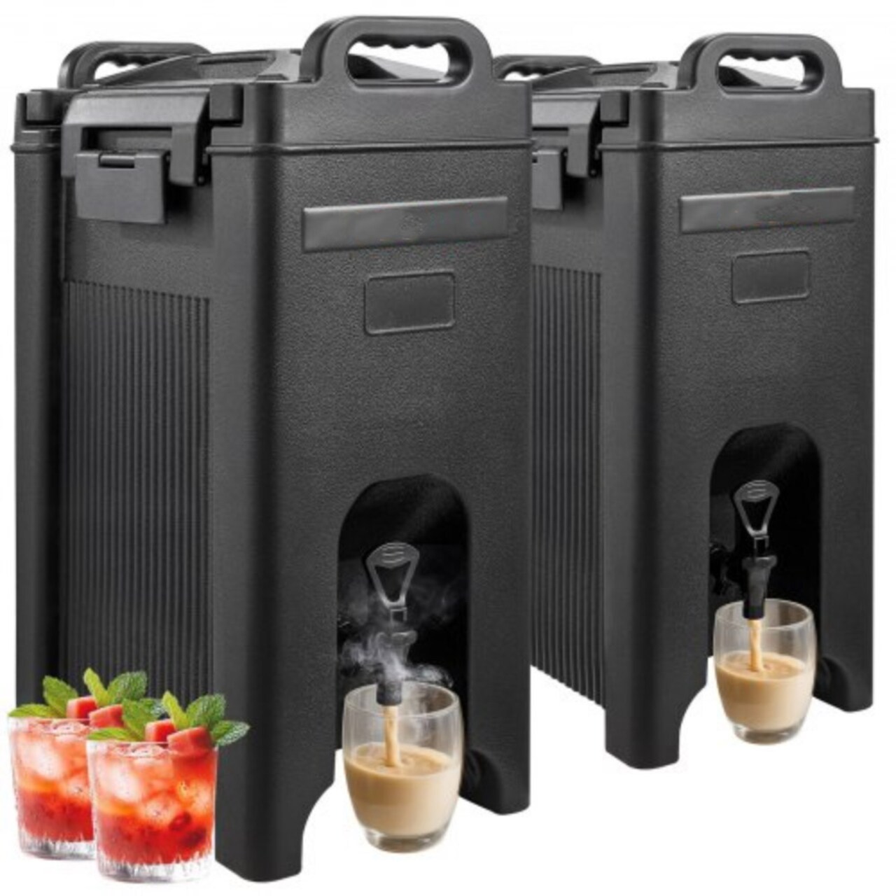 2 Pack 5 Gal Insulated Beverage Dispenser Hot Cold Drinks Black